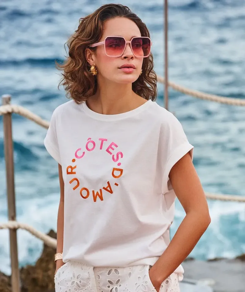 T-shirt rolled up slve “cotes d’amour" - Afbeelding 2