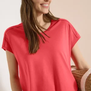 NOS Solid Lace Shoulder T-Shir